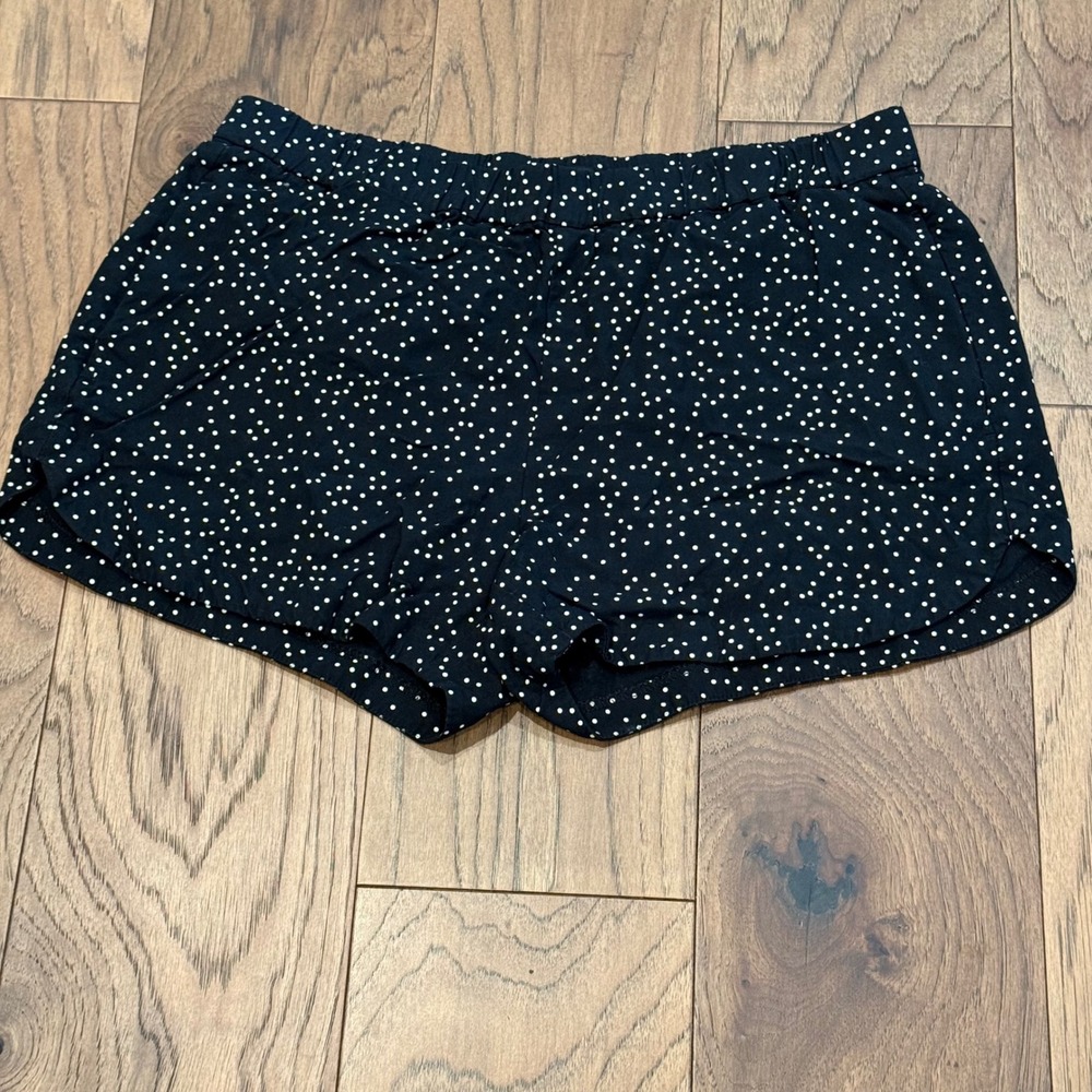 Madewell Polka Dot Pull On Shorts Black White Elastic Waist Pockets Medium